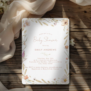 Boho Flower Baby Shower Inbjudningar