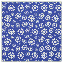 Boho Flower Blue och White Mönster Tyg