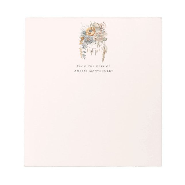 Boho Flower Bouquet och Dreamcatcher Anteckningsblock (Framsida)