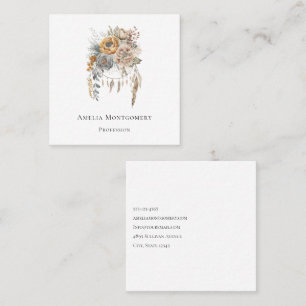Boho Flower Bouquet och Dreamcatcher Fyrkantigt Visitkort