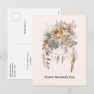 Boho Flower Bouquet och Dreamcatcher Mors dag Helg Vykort