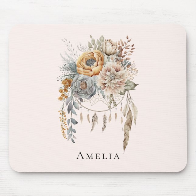 Boho Flower Bouquet och Dreamcatcher Musmatta (Framsidan)