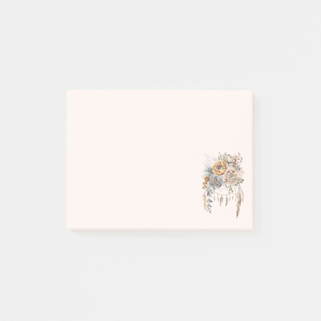 Boho Flower Bouquet och Dreamcatcher Post-it Block (Framsida)