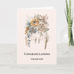 Boho Flower Bouquet och Dreamcatcher Studenten Kort