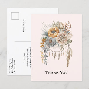 Boho Flower Bouquet och Dreamcatcher Tack Vykort