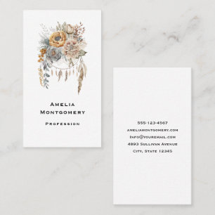 Boho Flower Bouquet och Dreamcatcher Visitkort