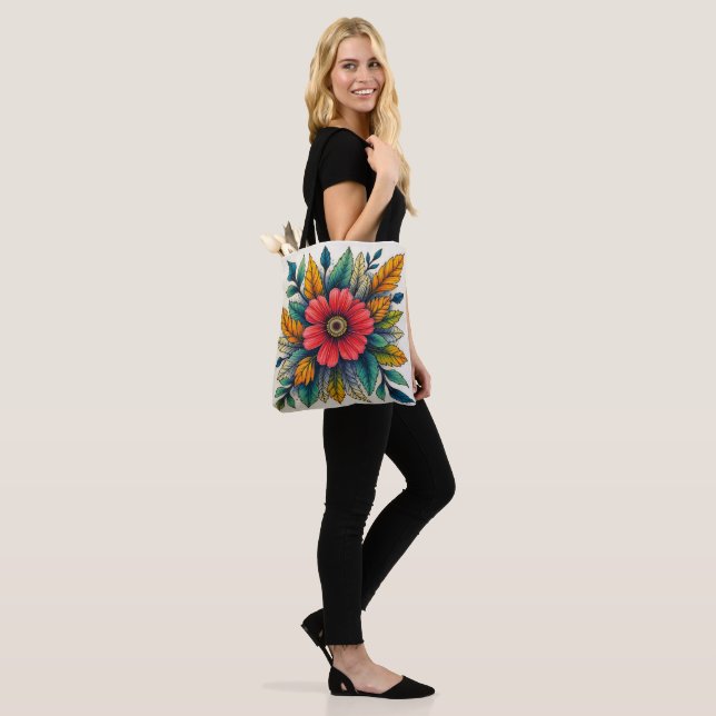 Boho Flower Clipart Tygkasse (På modell)