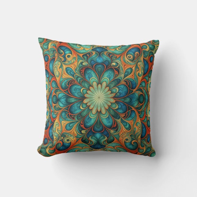 Boho Flower Colorful Swirls Kudde (Framsida)