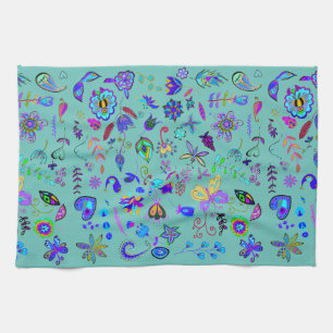 Boho Flower Doodles Kökshandduk