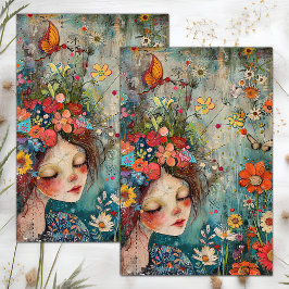 BOHO FLOWER GIRL DECOUPAGE