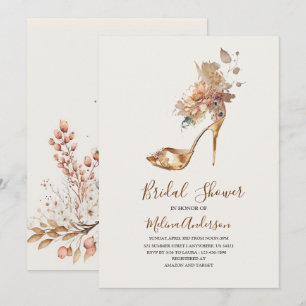 Boho Flower Golden Heel vattencolor möhippa Inbjudningar