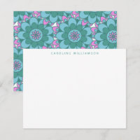 Boho Flower Groovy Grönt Personlig Stationery