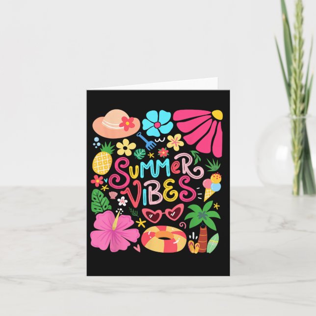 Boho Flower Hej Summer Vibes Funny Beach Life Me Kort (Framsida)