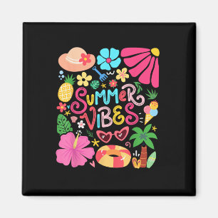 Boho Flower Hej Summer Vibes Funny Beach Life Me Magnet