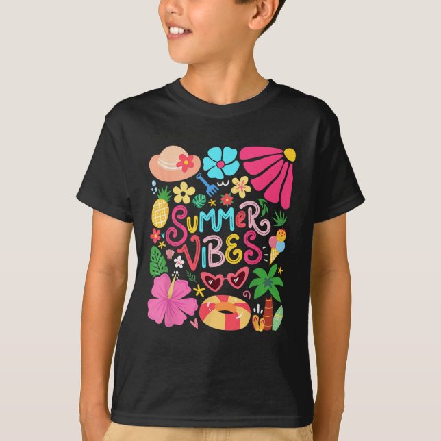Boho Flower Hej Summer Vibes Funny Beach Life Me T Shirt (Framsida)