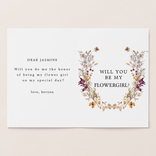 Boho Flower kommer du att bli mitt lägre flickkort Folierat Kort (Insida)