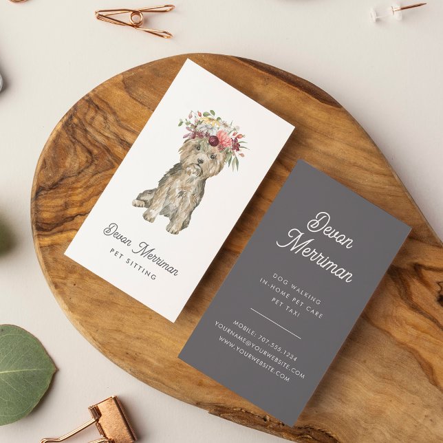 Boho Flower Krona Valp | DJUROMSORGA Visitkort (Skapare uppladdad)