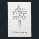 Boho Flower Line Art Teckning Personlig Bröllop  Kökshandduk<br><div class="desc">Boho Flower Line Art Teckning Personlig Bröllop Kitchen Towel</div>