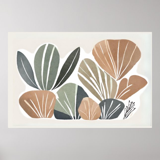 Boho Flower Löv botanical art stil Simple Modern Poster (Framsidan)