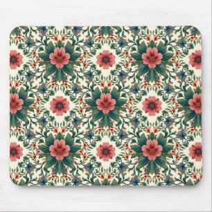 Boho Flower Magic - i nyanser av grönt och rosa Musmatta