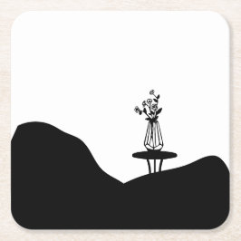 Boho Flower pot on table Underlägg Papper Kvadrat