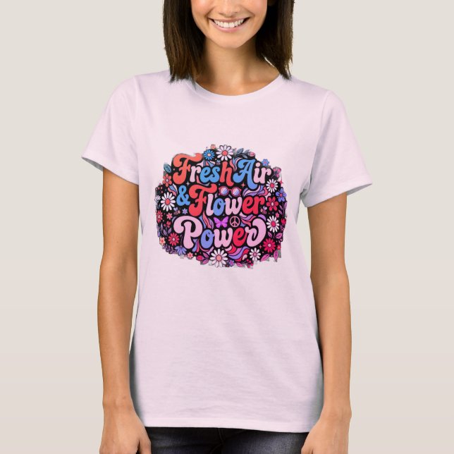 Boho Flower Power Grafik T Shirt (Framsida)