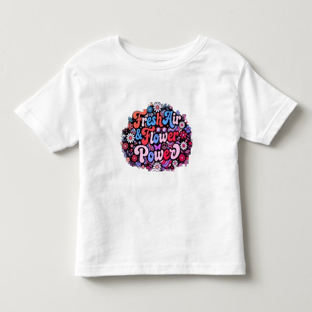 Boho Flower Power Grafik T Shirt (Framsida)