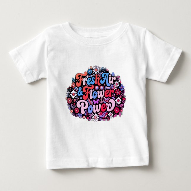 Boho Flower Power Grafik T Shirt (Framsida)