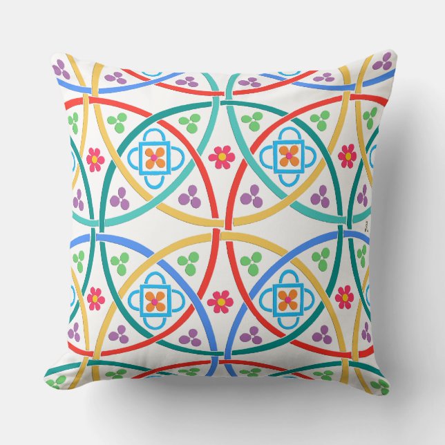 Boho Flower Power on White Kudde (Framsida)