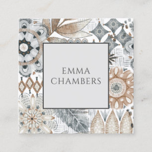 Boho Flower Shapes Doodles Telefonkort