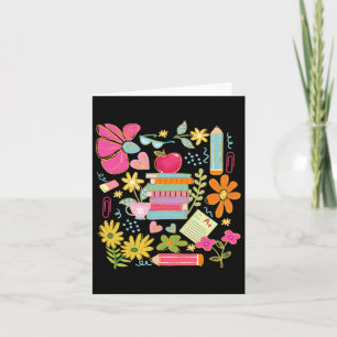 Boho Flower Teacher Bok Apple Pencil Funny bak T Kort