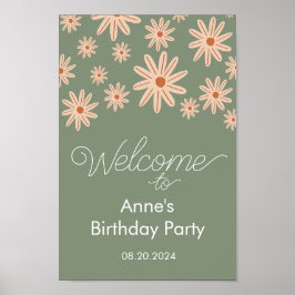 Boho Flowers alla åldrar födelsedag Poster