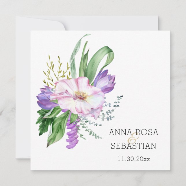 *~* Boho Flowers AR AR15 QR OSA Bröllop Inbjudningar (Framsida)