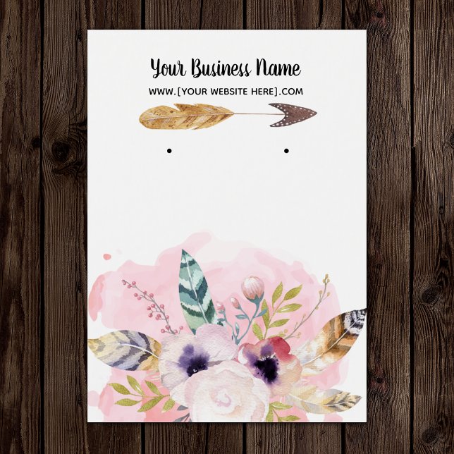 Boho Flowers Arrow Earring Visning Cards Visitkort (Skapare uppladdad)