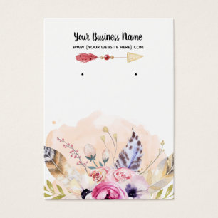 Boho Flowers Arrow Earring Visning Cards Visitkort