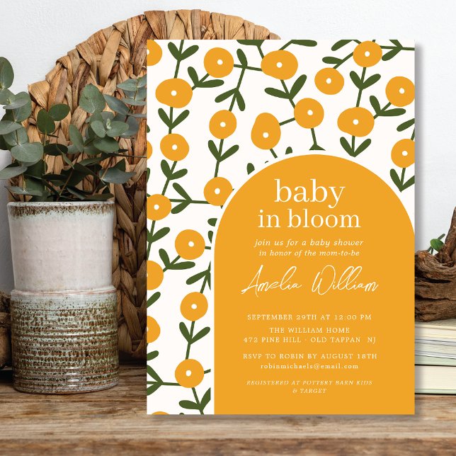 Boho Flowers Baby in Bloom Shower-inbjudan Inbjudningar (Skapare uppladdad)