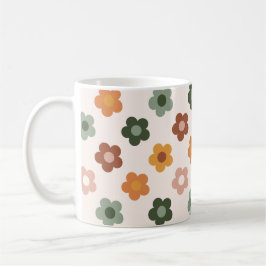 Boho Flowers Blommigt Retro Shapes Seamless Mönste Kaffemugg