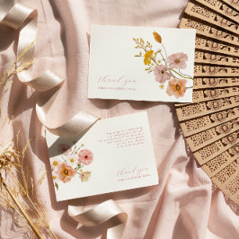 Boho Flowers bröllop tackkort, Whimsical Tack Kort
