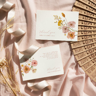 Boho Flowers bröllop tackkort, Whimsical Tack Kort