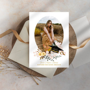 Boho Flowers & Cap Studenten Photo Investigation Inbjudningar