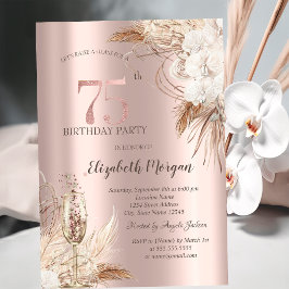 Boho Flowers,Champagne Glass,Ro Guld 75:e Inbjudningar