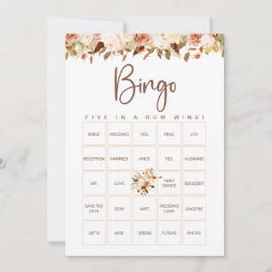 Boho Flowers Fall Möhippa Bingo Game Card Inbjudningar