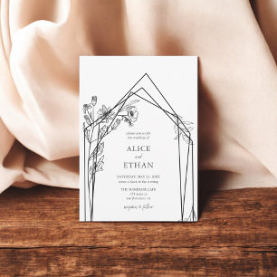 Boho Flowers Geometric Wedding-inbjudan Inbjudningar