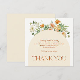 Boho Flowers Girl Baby Shower Tack för kortet
