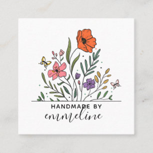 Boho Flowers, handgjord av Craftsof Fyrkantigt Visitkort