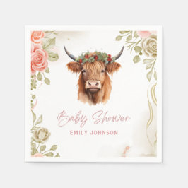 Boho Flowers Highland Cow Pappersservett