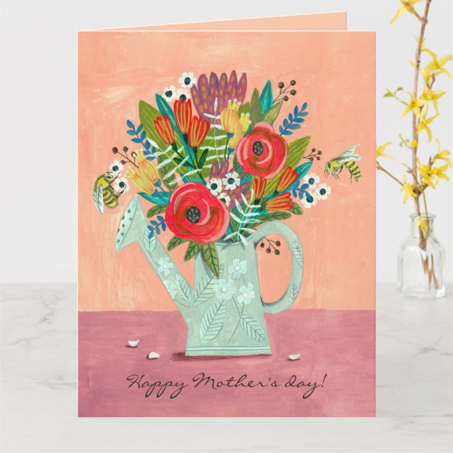 Boho Flowers illustration Kort (Gul blomma)