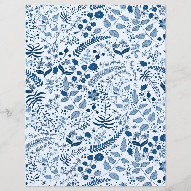 Boho Flowers in Classic Blues Papper (Framsida)