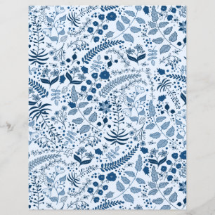 Boho Flowers in Classic Blues Papper