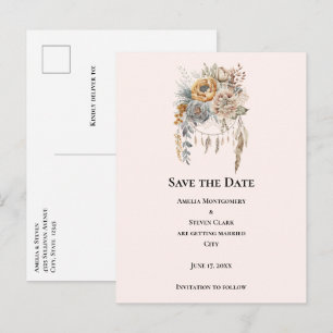 Boho Flowers med en Dreamcatcher Spara datumet Meddelande Vykort
